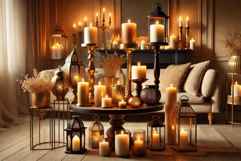 candles and candle holders