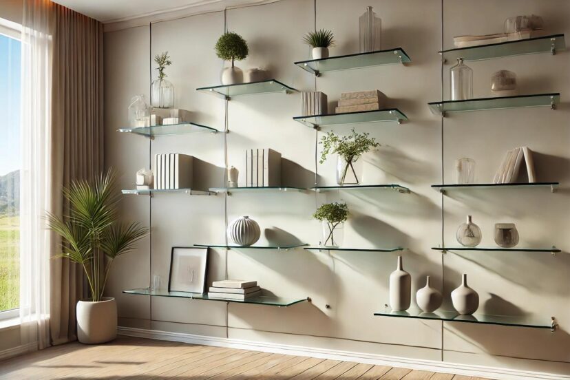 glass wall shelves