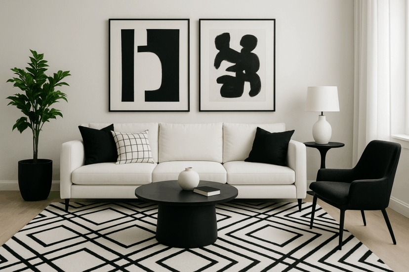 black and white home decor